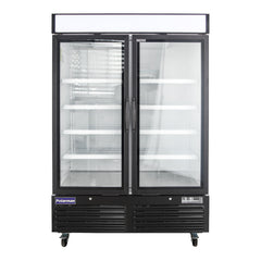 Polarman PLM-HGD48R 53 15/16" Black Refrigerated Double Swing Glass Door Merchandiser with LED Lighting, 48 cu.ft
