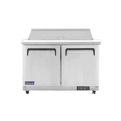 Polarman PLM-S48KS 48 1/4" Stainless Steel Mega Top Sandwich Prep Table with Two Solid Full Doors, (18) 1/6 Size Pans