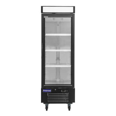 Polarman PLM-HGD16F 25" Black Single Swing Glass Door Merchandiser Freezer with LED Lighting, 16 cu.ft