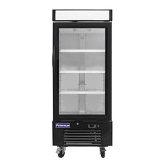 Polarman PLM-HGD12F 25" Black Single Swing Glass Door Merchandiser Freezer with LED Lighting, 12 cu.ft