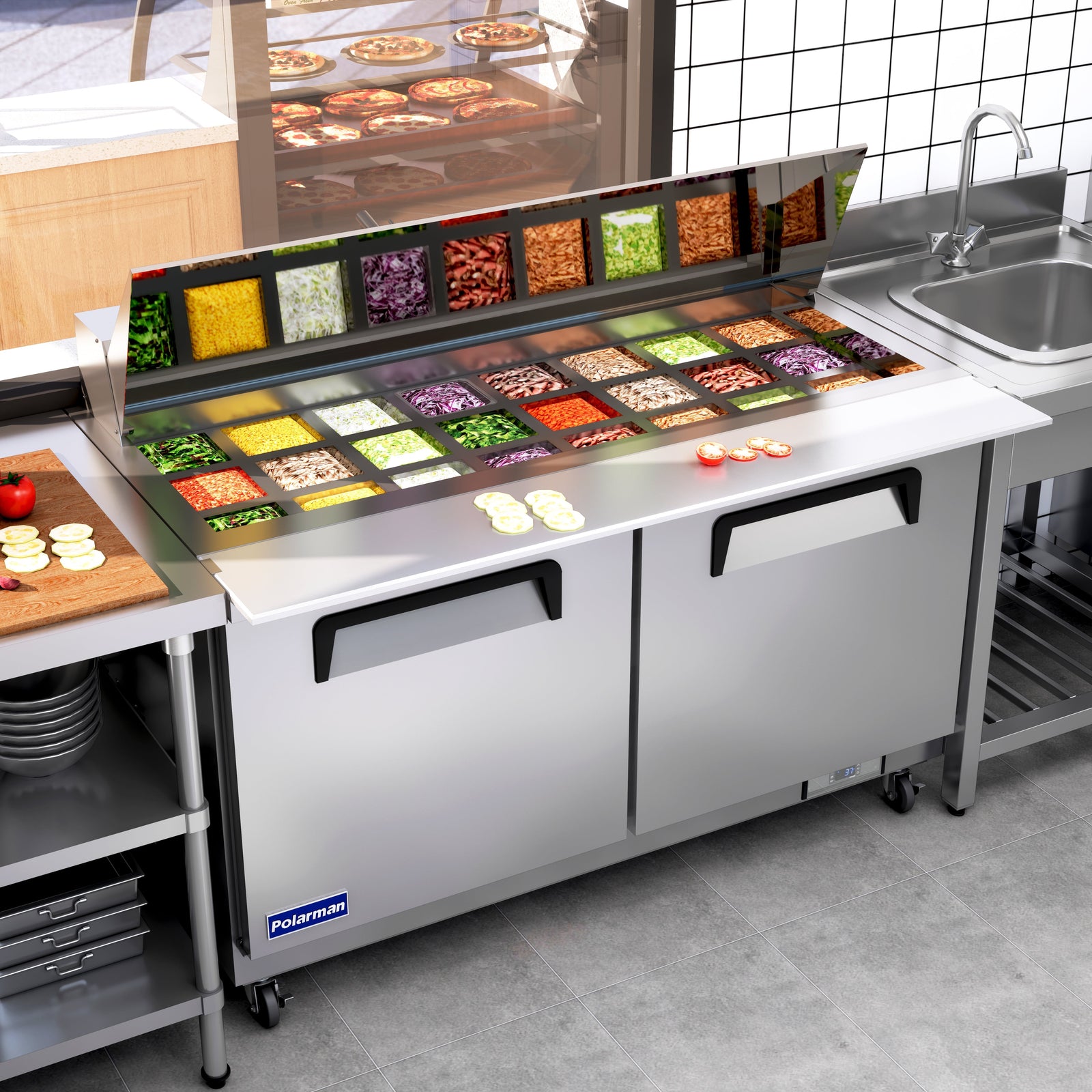 sandwich prep table