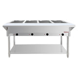 Flamaster FLM-ST4-SS Four Pan Open Well Electric Steam Table with Undershelf - 120V, 2000W