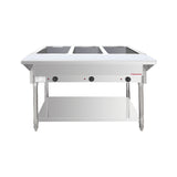 Flamaster FLM-ST3-SS Three Pan Open Well Electric Steam Table with Undershelf - 120V, 1500W