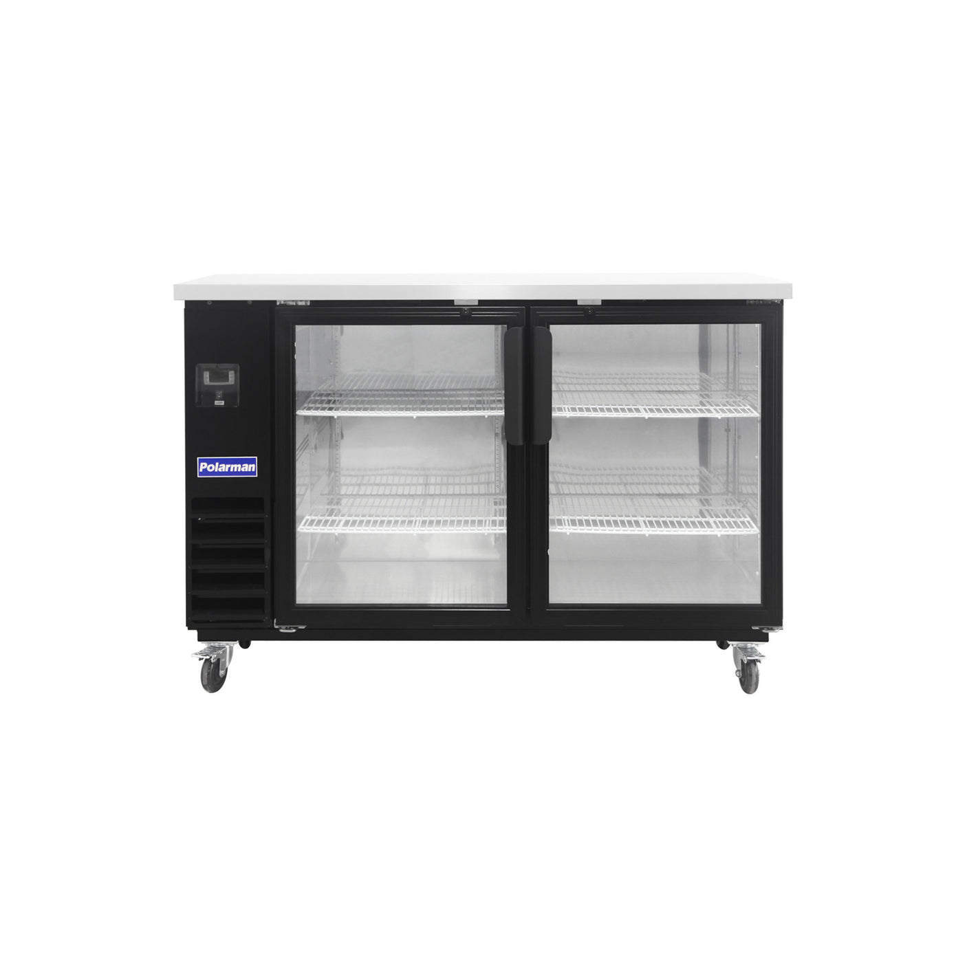 Polarman PLM-BC3-24G 61" Black Glass Door Back Bar Refrigerator with LED Lighting