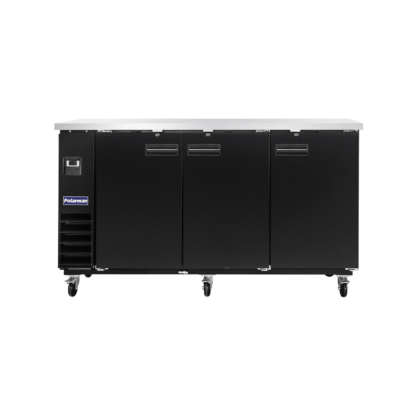 Polarman PLM-BC4-24 73" Black Solid Door Back Bar Refrigerator with LED Lighting