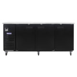 Polarman PLM-BC-4 90 3/8" Black Solid Door Back Bar Refrigerator with LED Lighting