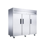 Dukers D83AF 82 5/8" Three Section Reach-In Freezer with Solid Full Doors, Top Mount, Stainless Steel, 66.2 Cu.Ft.