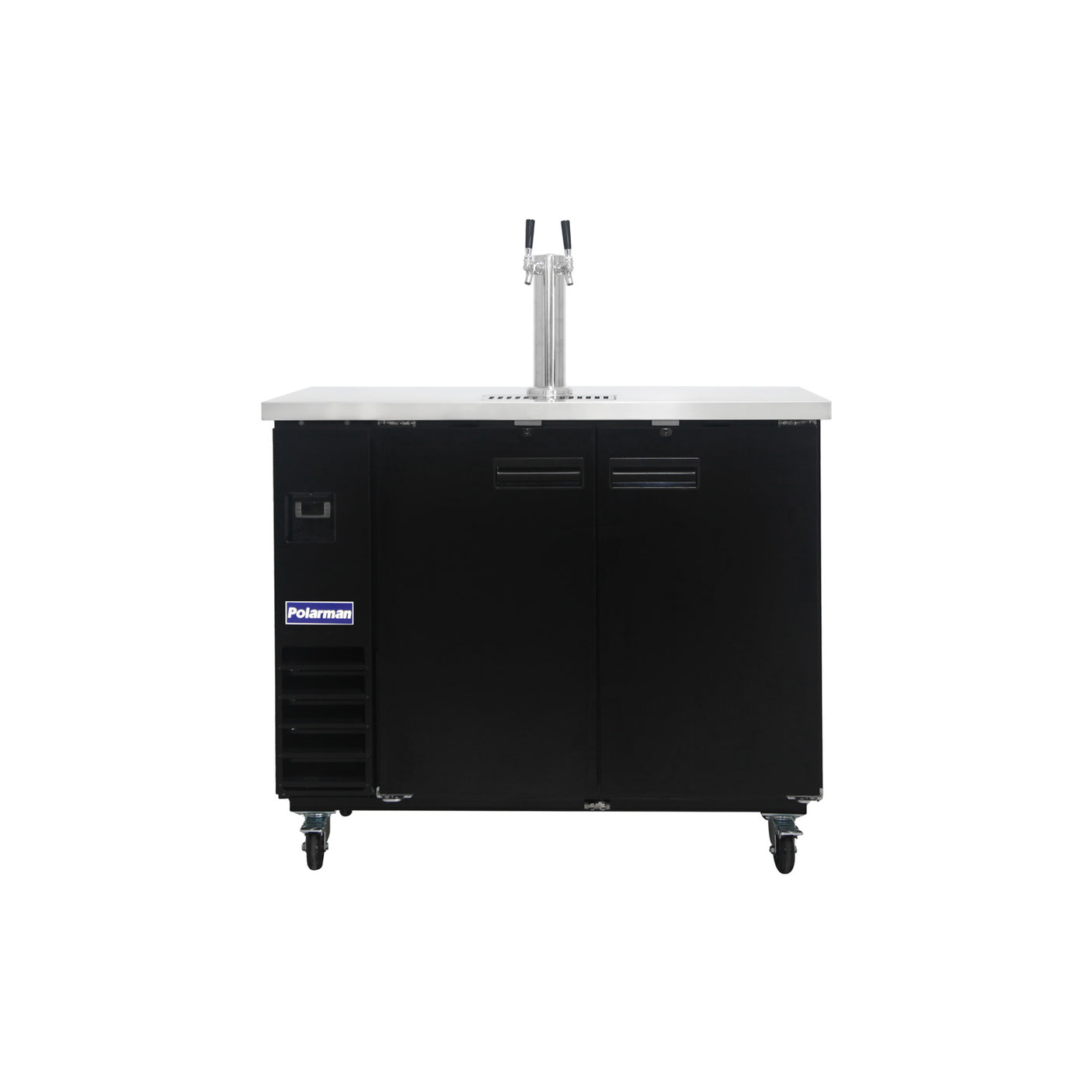 Polarman PLM-BCBD2-1 49 1/8" Double Tap Kegerator Beer Dispenser with 2 Solid Doors, 12.5 cu. ft.