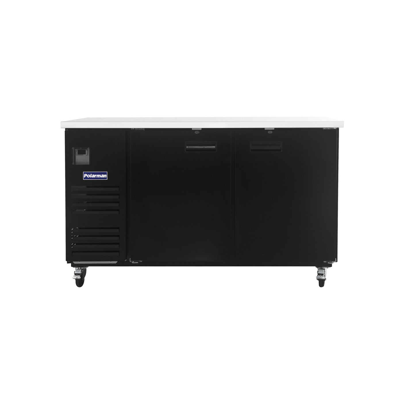 Polarman PLM-BC-3 69" Black Solid Door Back Bar Refrigerator with LED Lighting
