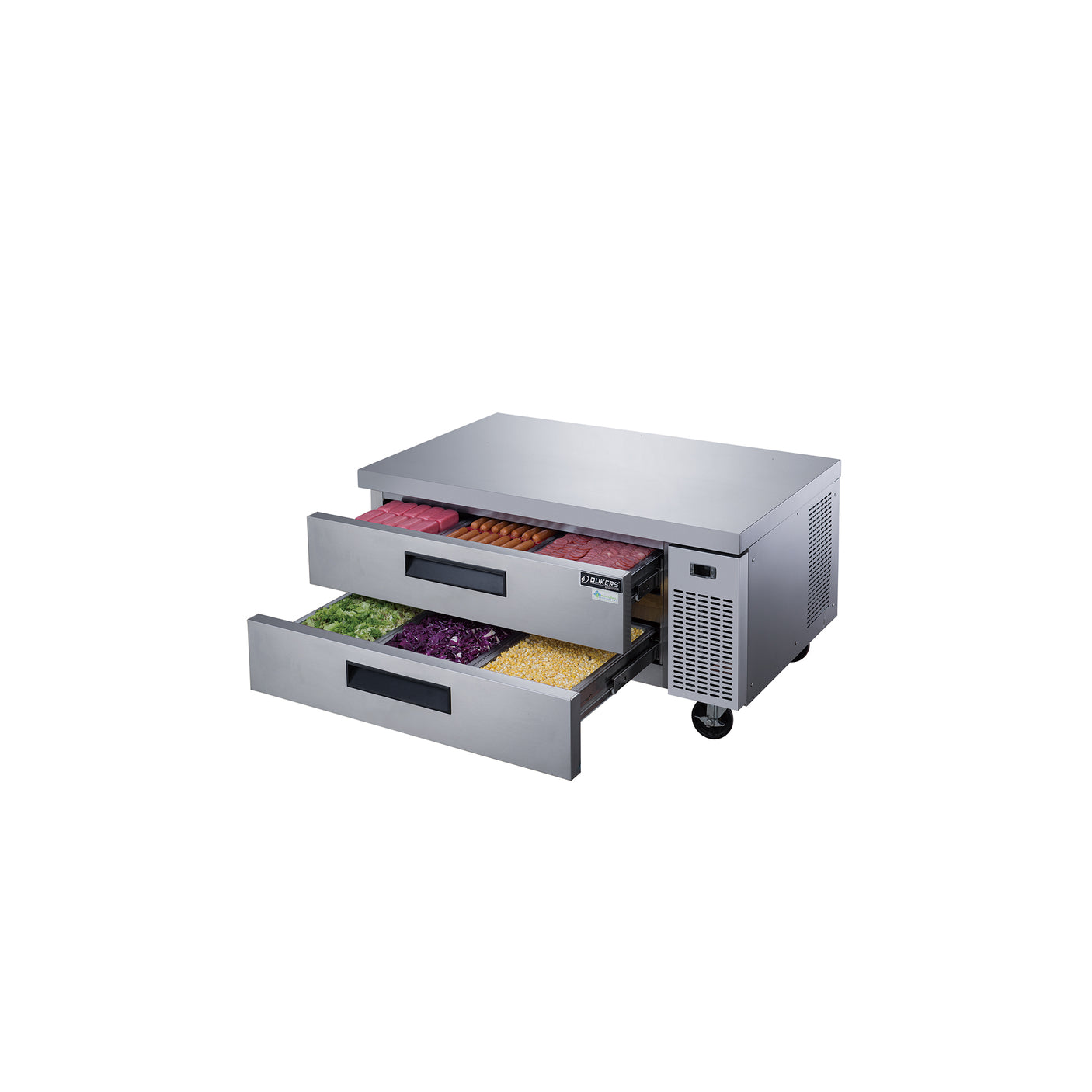 Dukers DCB48-D2 48" Refrigerated Chef Base with 2 Drawers, All Stainless Steel
