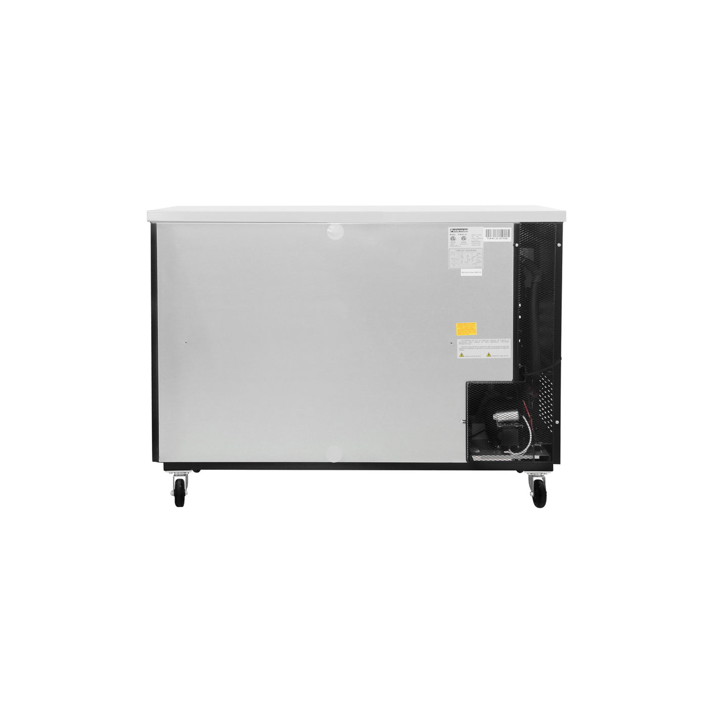 Polarman PLM-BC-2G 58 3/4" Black Glass Door Back Bar Refrigerator with LED Lighting