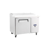 Polarman PLM-P44S 47 3/8" Refrigerated Pizza Prep Table with One Solid Full Door, (6) 1/3 Size Pans