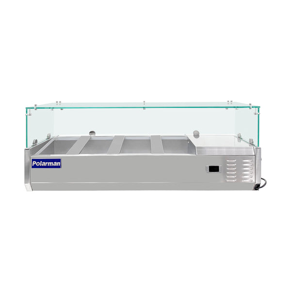 Polarman PLM-PDX-48G 47" Countertop Refrigerated Topping Rail with Sneeze Guard