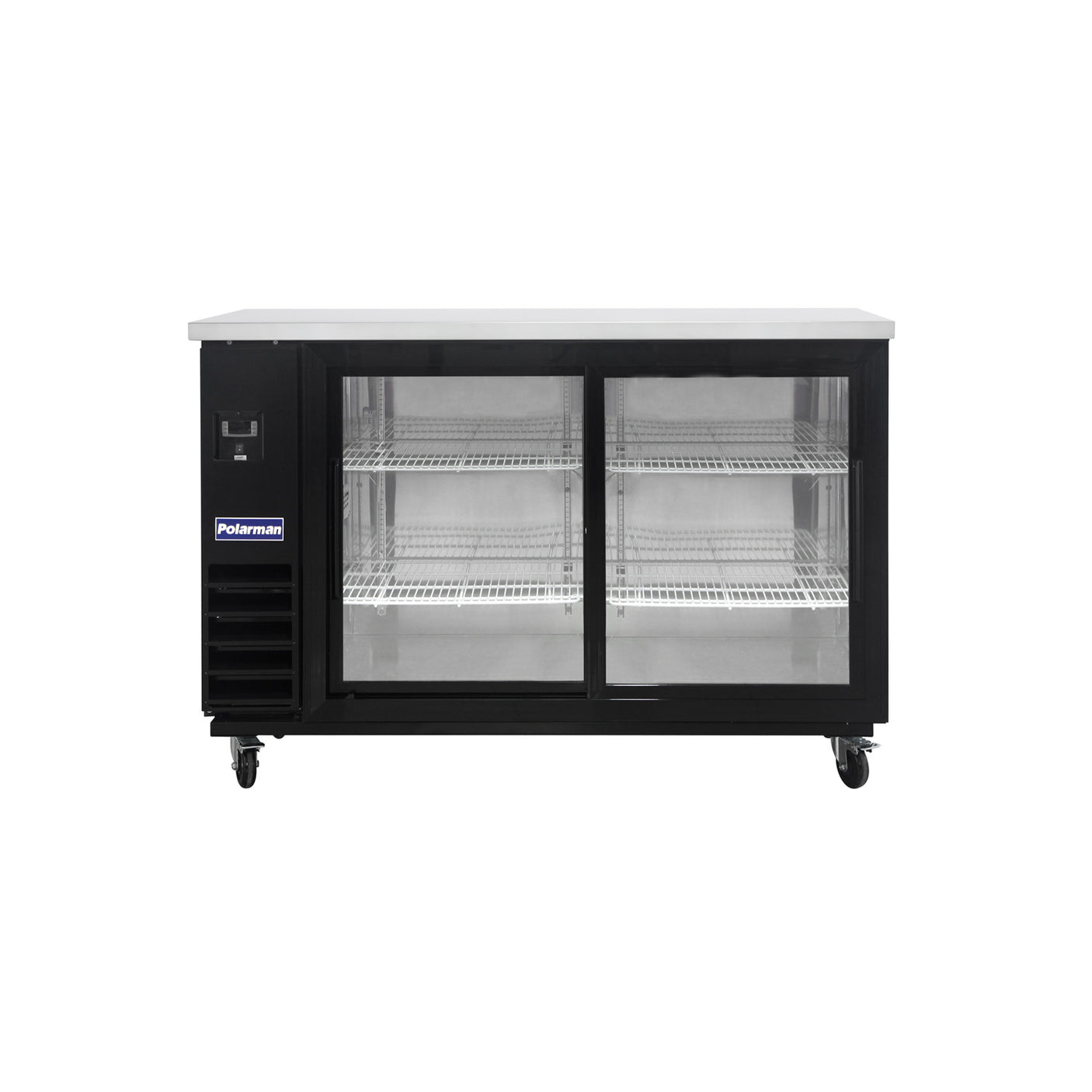 Polarman PLM-BC3-24SD 61" Black Glass Door Back Bar Refrigerator with LED Lighting