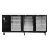 Polarman PLM-BC-4G 90 3/8" Black Glass Door Back Bar Refrigerator with LED Lighting