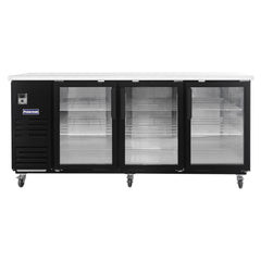 Polarman PLM-BC-4G 90 3/8" Black Glass Door Back Bar Refrigerator with LED Lighting