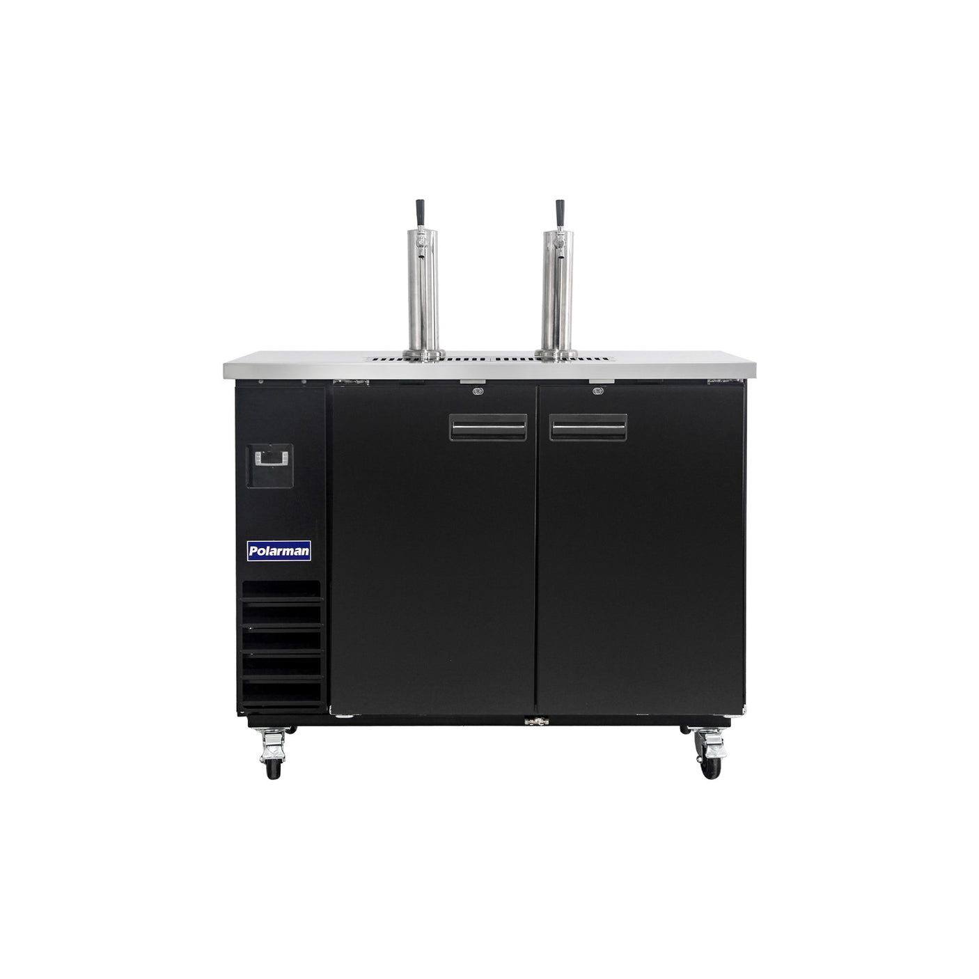 Polarman PLM-BCBD2-2 49 1/8" Dual Single-Tap Kegerator Beer Dispenser with 2 Solid Doors, 12.5 cu. ft.
