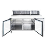 Polarman PLM-P67S 70 3/4" Refrigerated Pizza Prep Table with Two Solid Full Doors, (9) 1/3 Size Pans