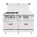 Flamaster FLM-R48-24MG 48" NG/LPG Commercial Gas Range, 4 Open Burners, 24" Griddle, and 2 Standard Ovens, 246,000 BTU