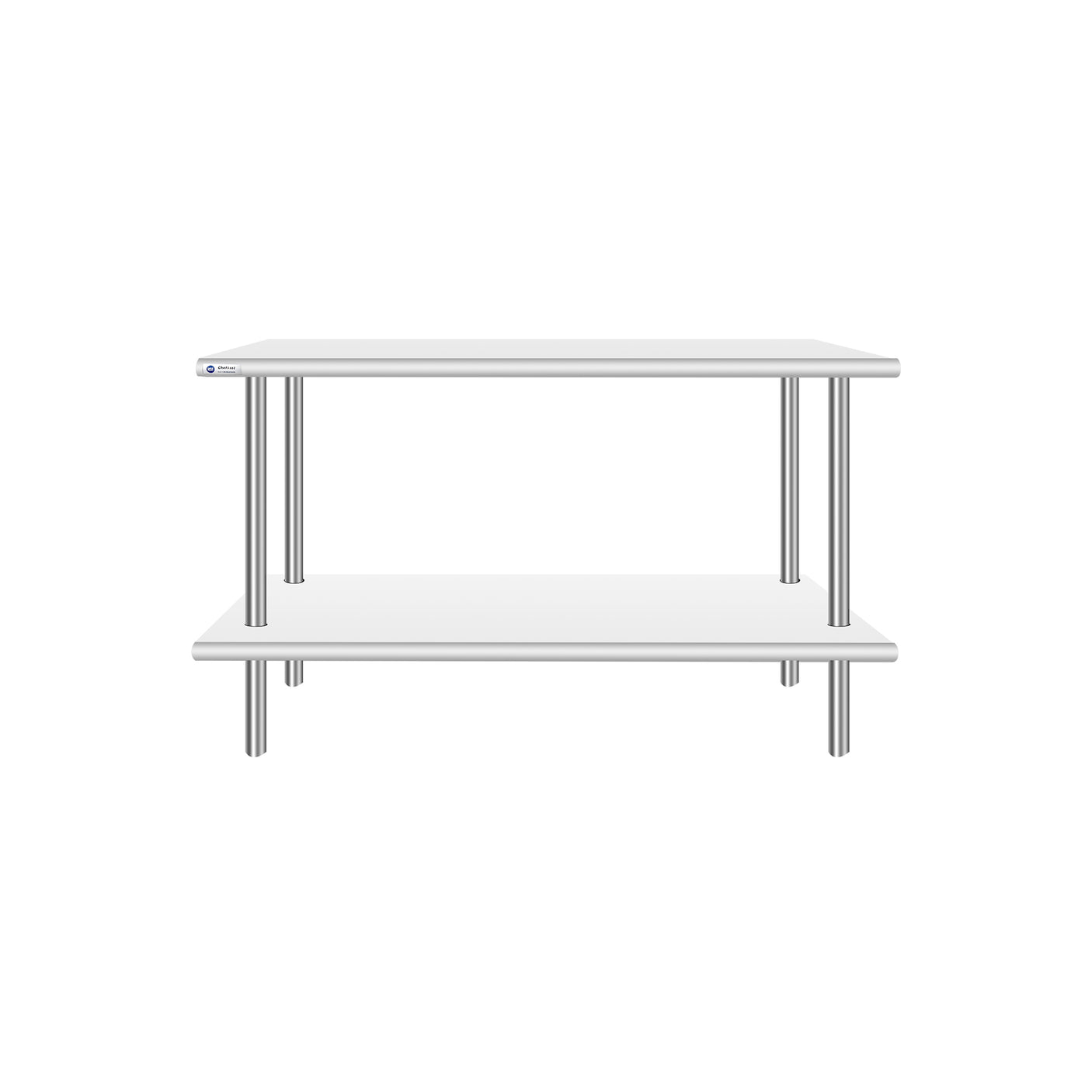 ChefAsst 12" x 48" CA-OS1248-418 18-Gauge 430 Stainless Steel Double Deck Overshelf
