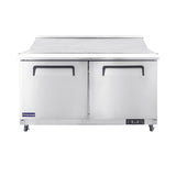 Polarman PLM-S60KS 61 1/4" Stainless Steel Mega Top Sandwich Prep Table with Two Solid Full Doors, (24) 1/6 Size Pans