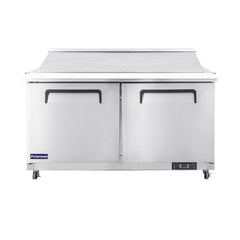 Polarman PLM-S60KS 61 1/4" Stainless Steel Mega Top Sandwich Prep Table with Two Solid Full Doors, (24) 1/6 Size Pans
