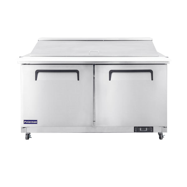 Polarman 61 1/4" PLM-S60KS Salad Sandwich Prep Table Mega Top Stainless Steel Solid Double Door