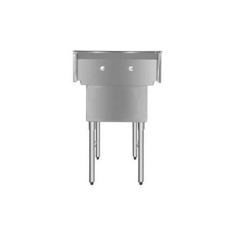 ChefAsst 21 1/5" CA-S1C181813-316 16-Gauge 304 Stainless Steel One Compartment Commercial Sink with 430 Stainless Steel Legs, Cross Bracing, and without Drainboards - 18" x 18" x 13" Bowl