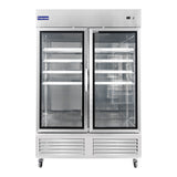 Polarman PLM-54RGS 53 15/16" Reach-In Refrigerator with Double Glass Doors with LED Lighting, Bottom Mount, Stainless Steel, 49 cu. ft.
