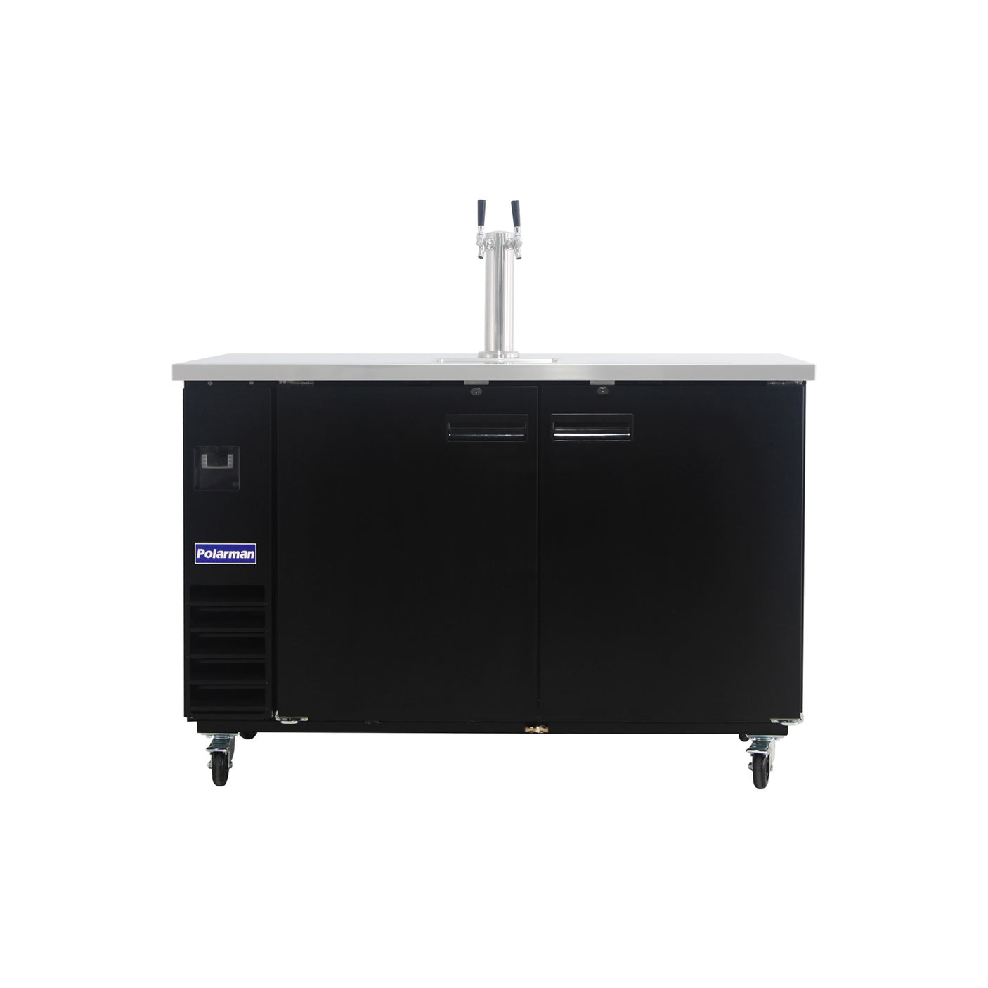 Polarman PLM-BCBD3-1 61 1/16" Double Tap Kegerator Beer Dispenser with 2 Solid Doors, 16.6 cu. ft.