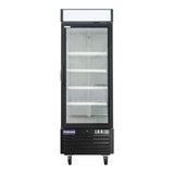Polarman PLM-HGD23F 26 3/4" Black Single Swing Glass Door Merchandiser Freezer with LED Lighting, 23 cu.ft