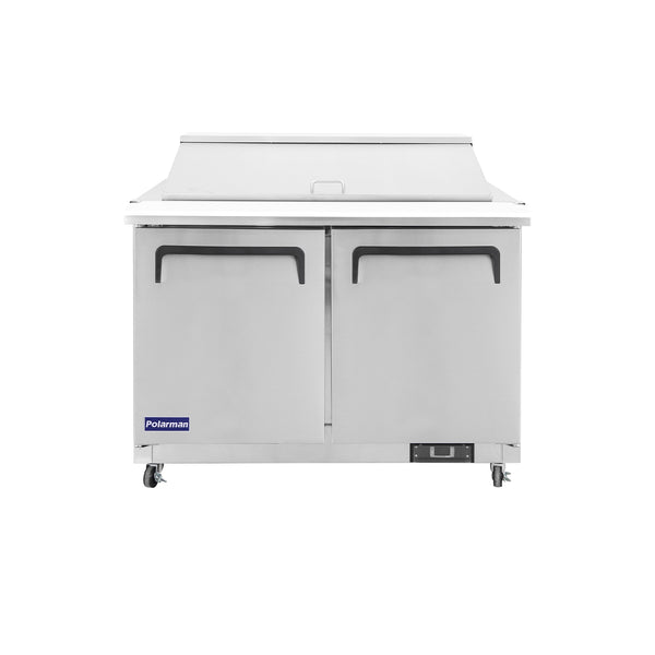 Polarman 48 1/4" PLM-S48S Salad Sandwich Prep Table Stainless Steel Solid Double Door