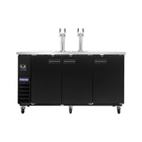 Polarman PLM-BCBD4-2 73 1/16" Dual Double-Tap Kegerator Beer Dispenser with 3 Solid Doors, 20.8 cu. ft.