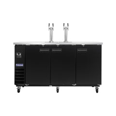 Polarman PLM-BCBD4-2 73 1/16" Dual Double-Tap Kegerator Beer Dispenser with 3 Solid Doors, 20.8 cu. ft.