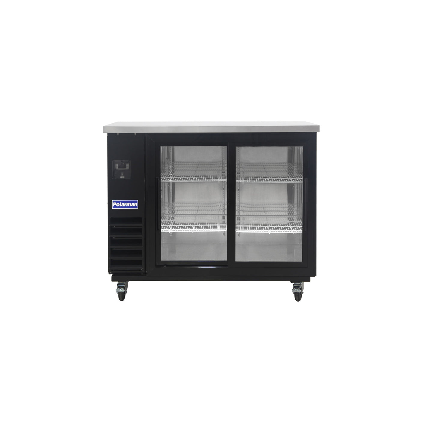 Polarman PLM-BC2-24SD 49" Black Glass Door Back Bar Refrigerator with LED Lighting