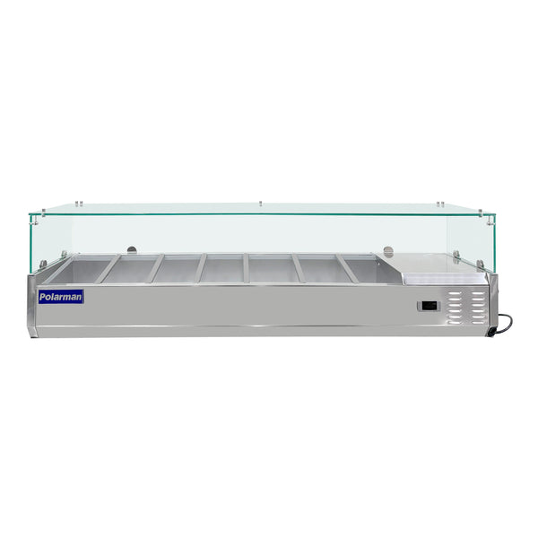 Polarman PLM-PDX-63G 63" Countertop Refrigerated Topping Rail with Sneeze Guard