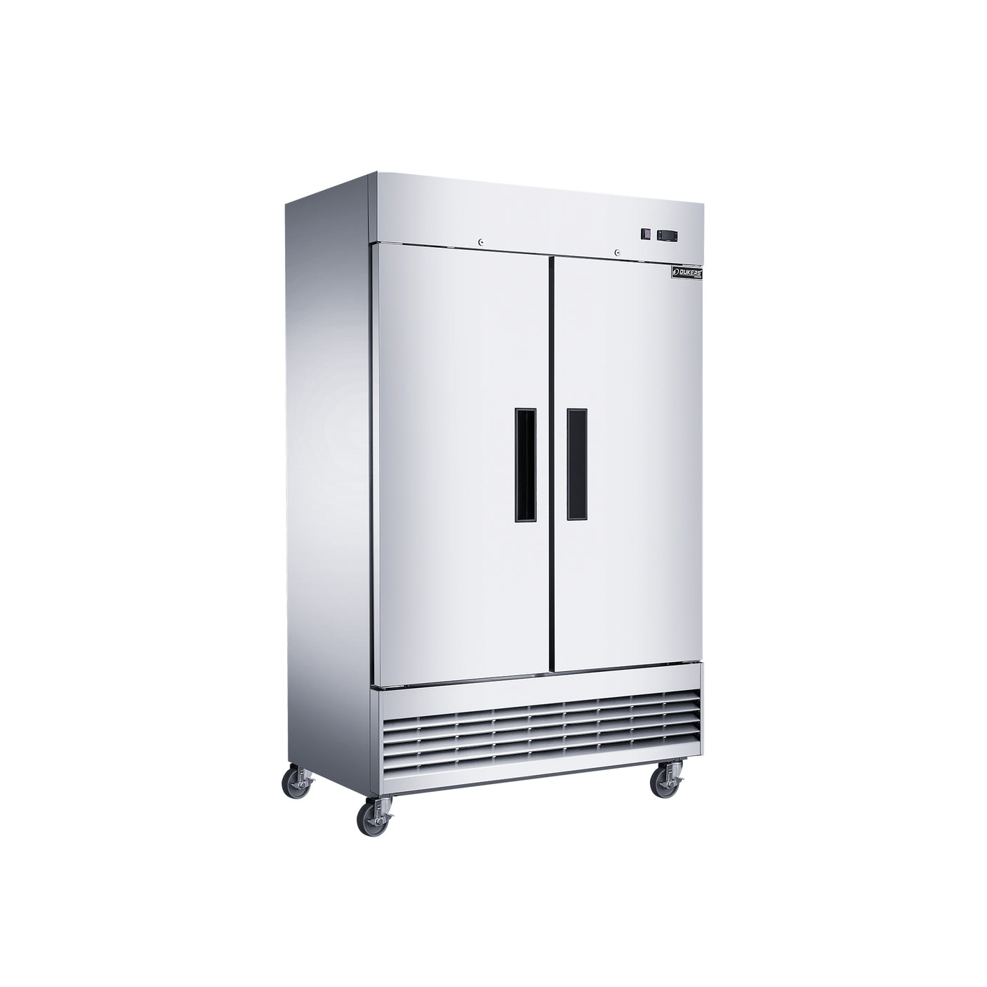 Dukers D47EF 47 1/4" Two Section Reach-In Freezer with Solid Full Doors, Bottom Mount, Stainless Steel, 29.5 Cu.Ft.