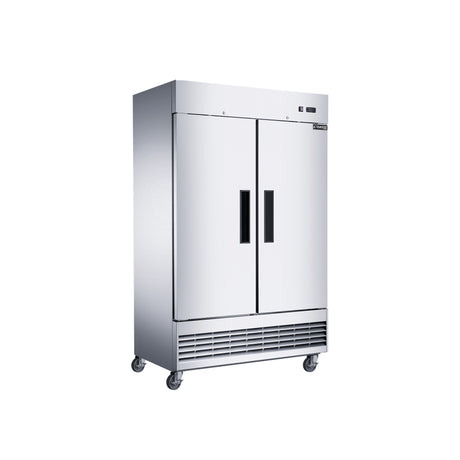 Dukers D47EF 47 1/4" Two Section Reach-In Freezer with Solid Full Doors, Bottom Mount, Stainless Steel, 29.5 Cu.Ft.