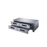 Dukers DCB72-D4 72" Refrigerated Chef Base with 4 Drawers, All Stainless Steel