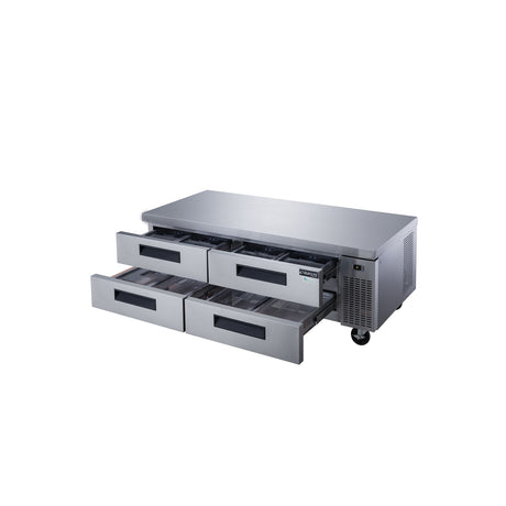 Dukers DCB72-D4 72" Refrigerated Chef Base with 4 Drawers, All Stainless Steel
