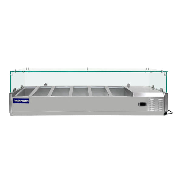 Polarman PLM-PDX-60G 59" Countertop Refrigerated Topping Rail with Sneeze Guard
