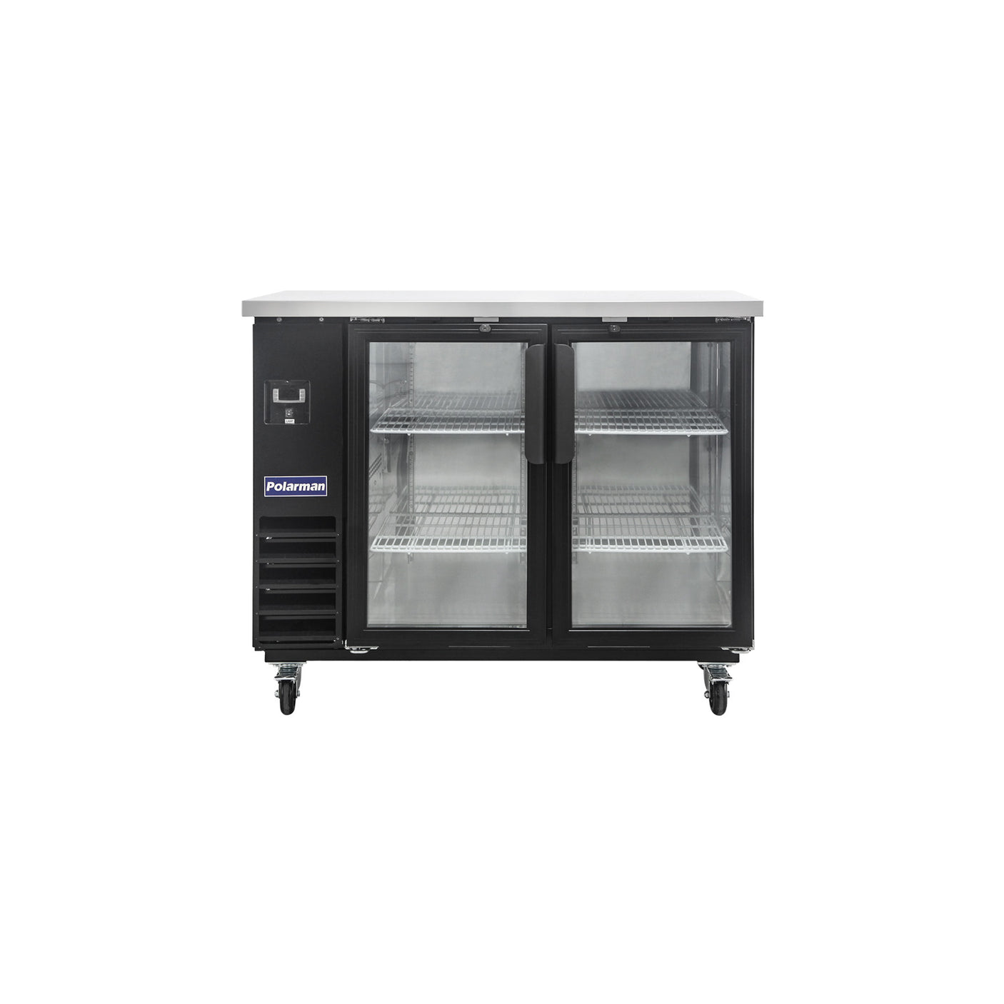 Polarman PLM-BC2-24G 49" Black Glass Door Back Bar Refrigerator with LED Lighting