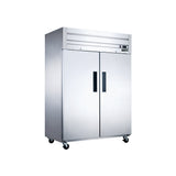Dukers D55AR 55 1/8" Two Section Reach-In Refrigerator with Solid Full Doors, Top Mount, Stainless Steel, 42.3 Cu.Ft.