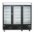 Polarman PLM-HGD72R 81" Black Refrigerated Triple Swing Glass Door Merchandiser with LED Lighting, 72 cu.ft