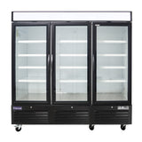 Polarman PLM-HGD72R 81" Black Refrigerated Triple Swing Glass Door Merchandiser with LED Lighting, 72 cu.ft