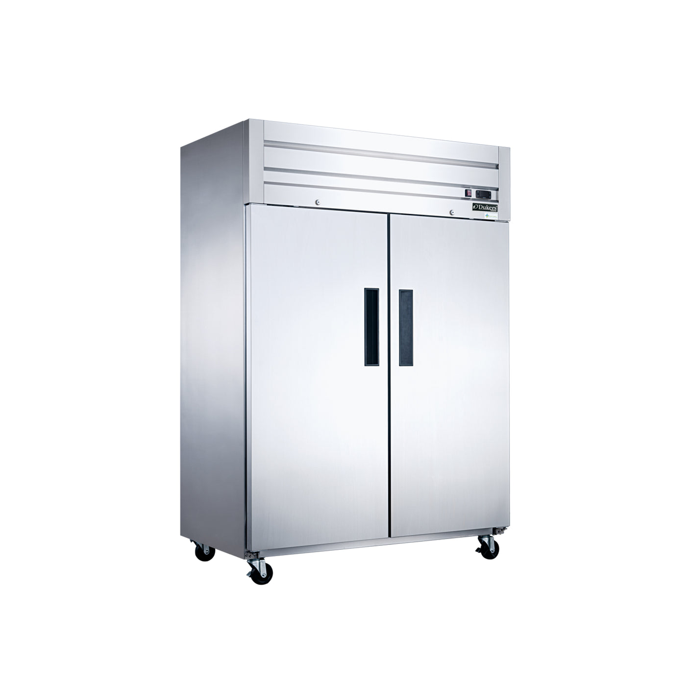 Dukers D55AF 55 1/8" Two Section Reach-In Freezer with Solid Full Doors, Top Mount, Stainless Steel, 42.3 Cu.Ft.