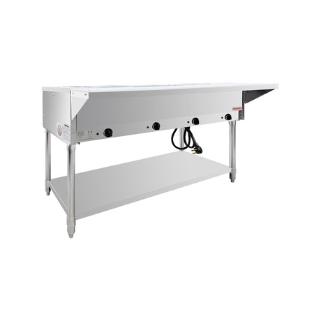 Flamaster FLM-ST4-SS Four Pan Open Well Electric Steam Table with Undershelf - 120V, 2000W