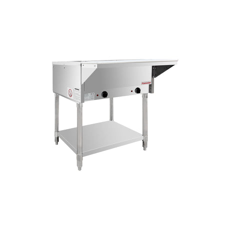 Flamaster FLM-ST2-SS Two Pan Open Well Electric Steam Table with Undershelf - 120V, 1000W