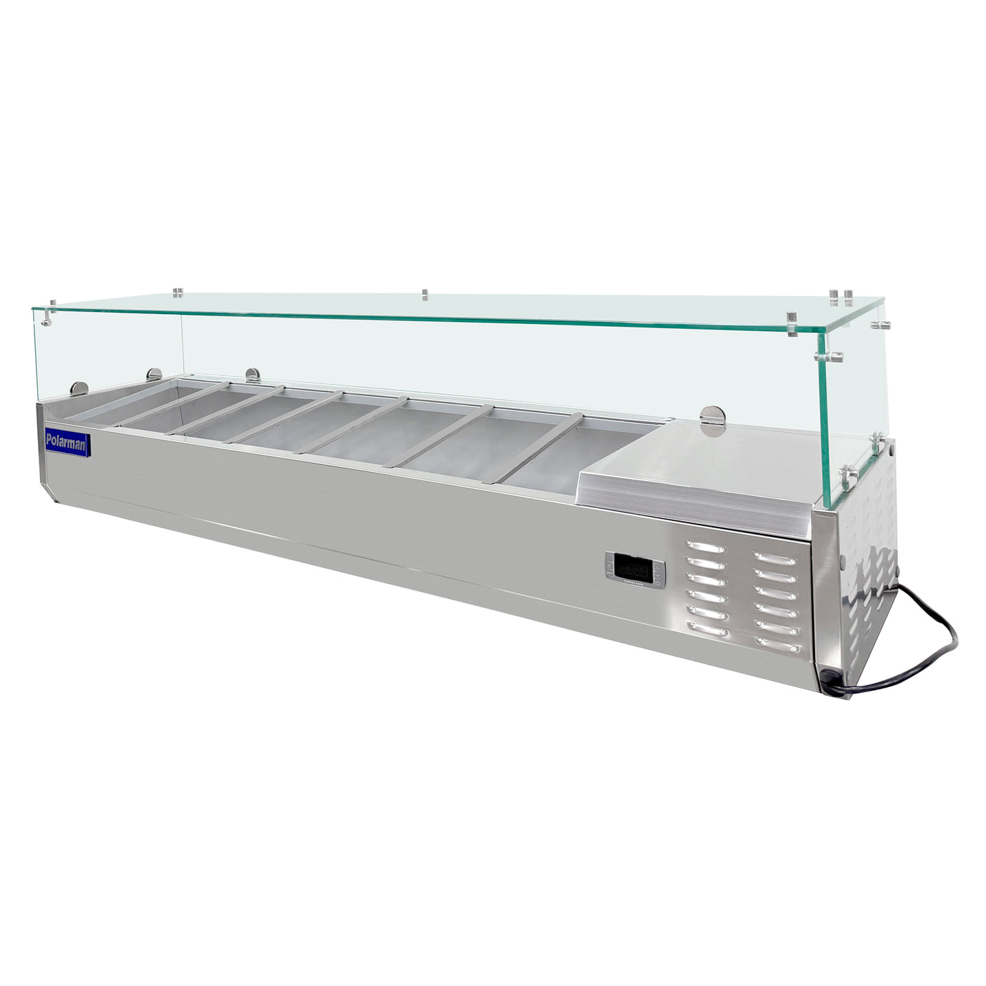 Polarman PLM-PDX-63G 63" Countertop Refrigerated Topping Rail with Sneeze Guard