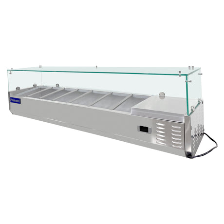 Polarman PLM-PDX-63G 63" Countertop Refrigerated Topping Rail with Sneeze Guard